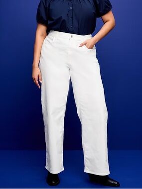 Old Navy High Waisted Wow Wide Leg White High-Rise Jeans Plus Size 30